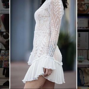 Boutique White Print Dress NWOT